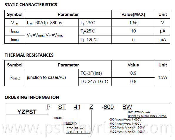 Inductotherm transistor Triac 1200v 40a YZPST41-1200BW